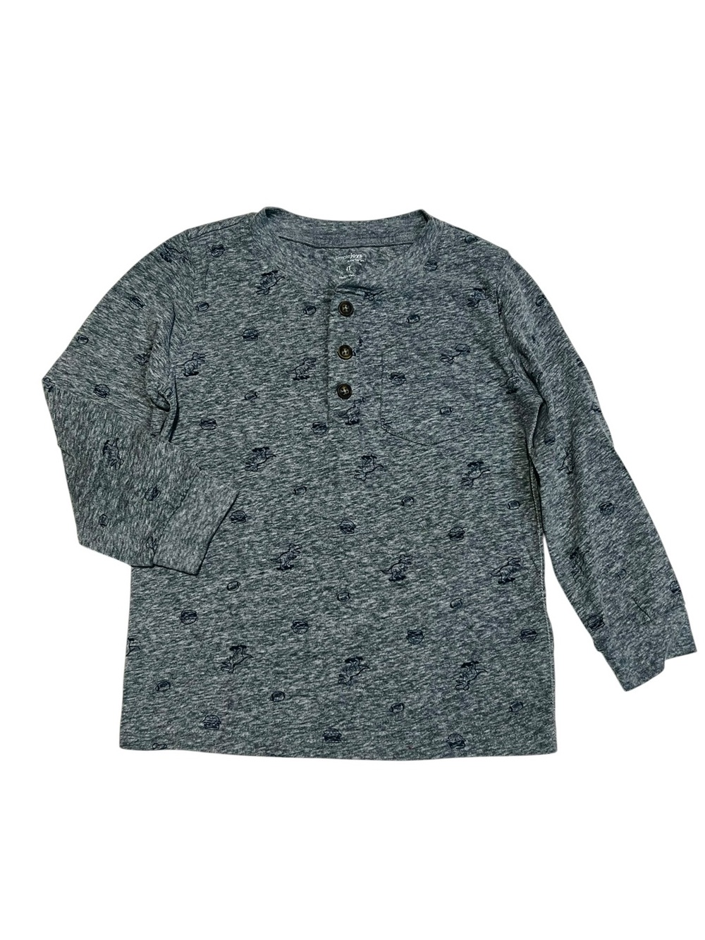 Carter's‎ Heather Navy Long-Sleeve Henley Tee with Subtle Print